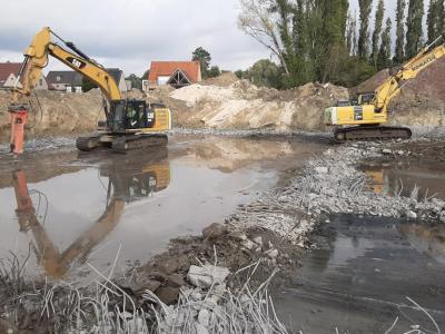 Sloopwerken eierverwerkend bedrijf, Vandewiele, Olsene, afbraakwerken, werf, glk