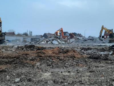 Afbraakwerken, winkels in Ronse, kranen, glk, werf