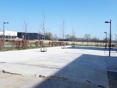 Project Novitan, werf, glk, omgevingswerken, kortrijk, nivelleringswerken, fijnnivelleren, loods, kantoor, rioleringswerken 