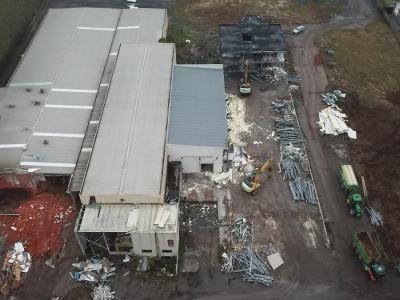 Sloopwerken eierverwerkend bedrijf, Vandewiele, Olsene, afbraakwerken, werf, glk