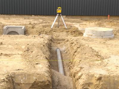 glk, werf, immo LWA, ardooie, rioleringswerken, riolering, totaalstation