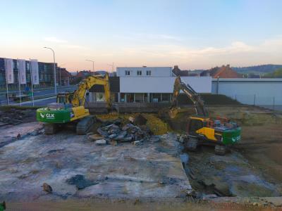 glk, kraan, werf, gebouw, afbraak