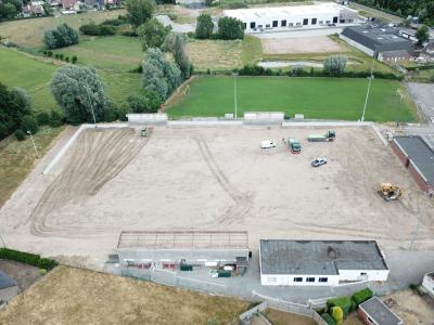uitnivelleren, draineren, KOS Olsene, KME Machelen, voetbal, Scheerlinck Sport