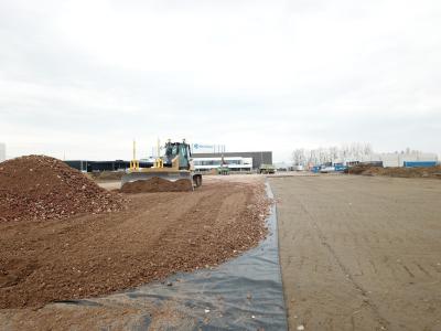 Nivelleermachine op werf Lootens Nazareth