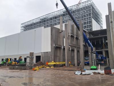 GLK op werf Aconstruct - hoog-stapel-magazijn Highfrost