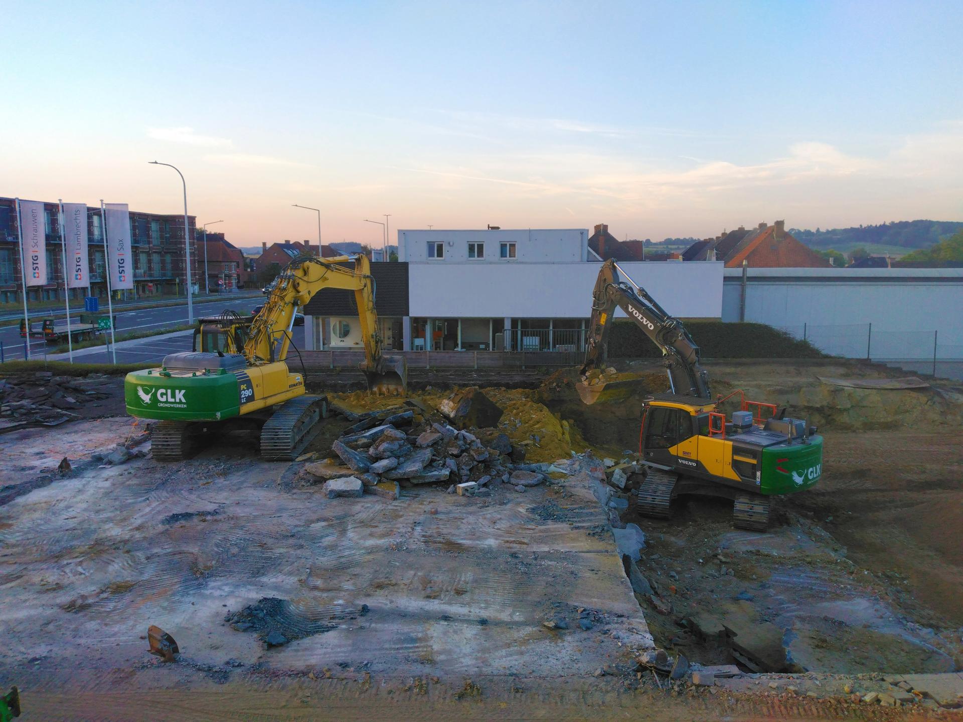 glk, kraan, werf, gebouw, afbraak