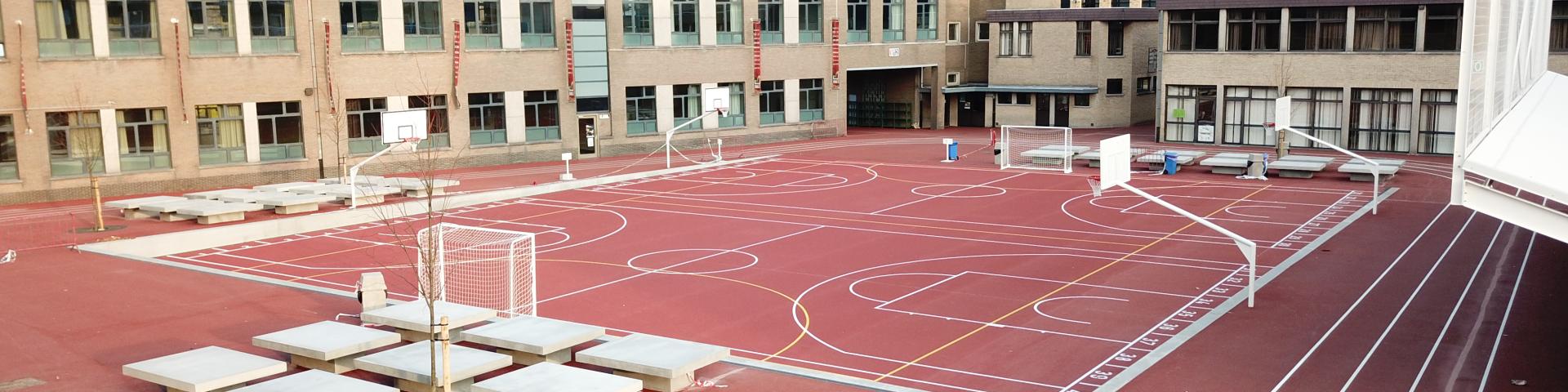 College Waregem, school, werf, glk, rioleringswerken, omgevingswerken, grondwerken, hockey, hockeyplein