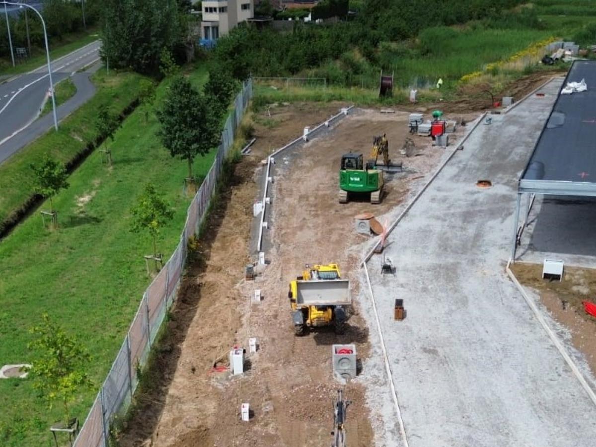 Frontfoto drone werf Strabag Kruisem